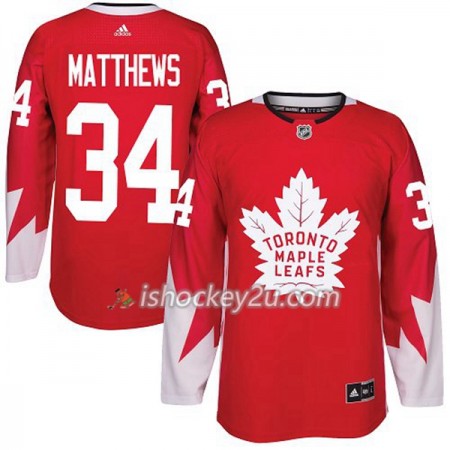 Mænd NHL Toronto Maple Leafs Trøje Auston Matthews 34 Adidas 2017-2018 Rød Authentic